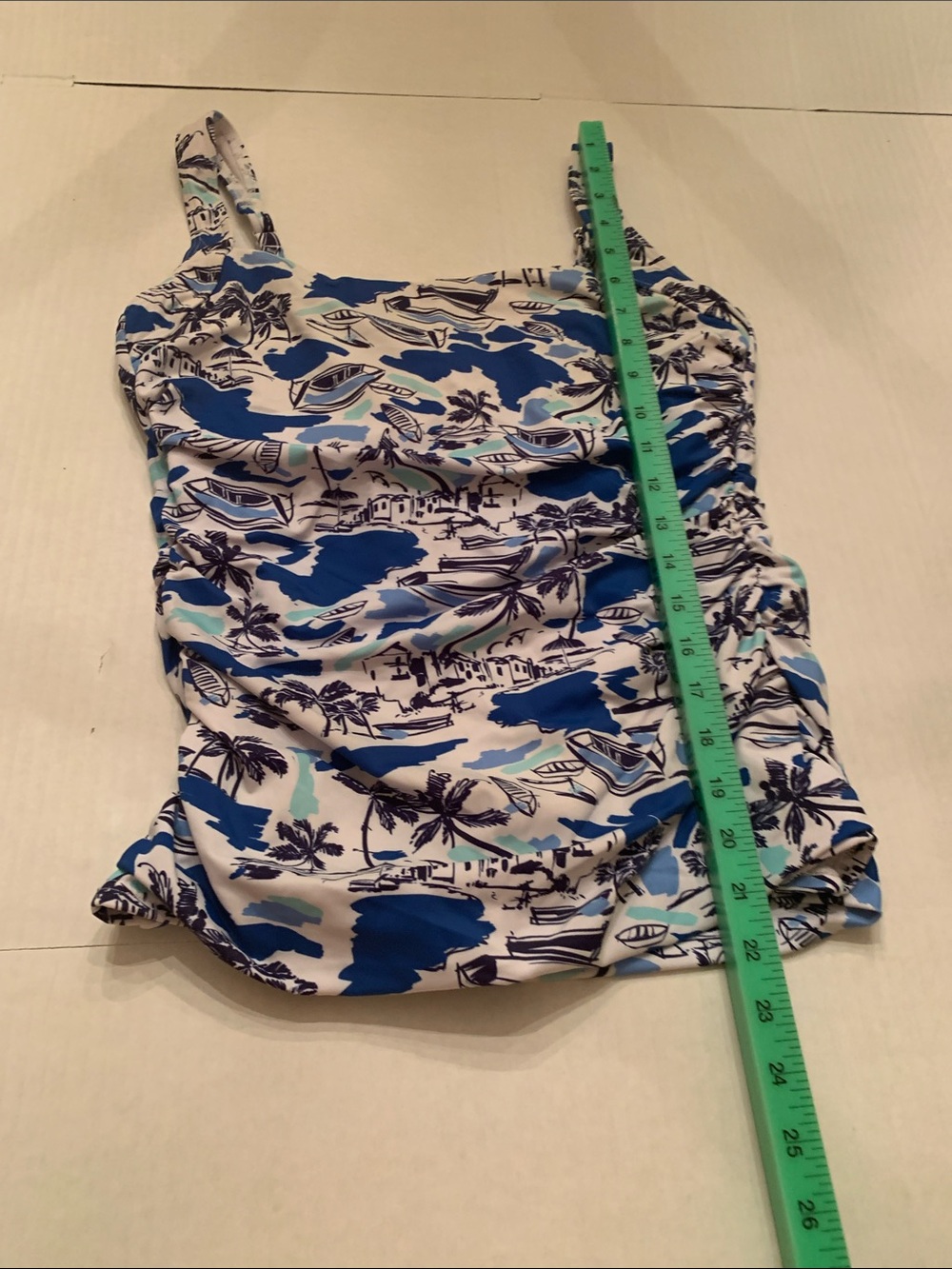 VGUC Talbots Blue and White Tropical Print Swim Tankini & Swim skirt size 12 - Picture 11 of 12